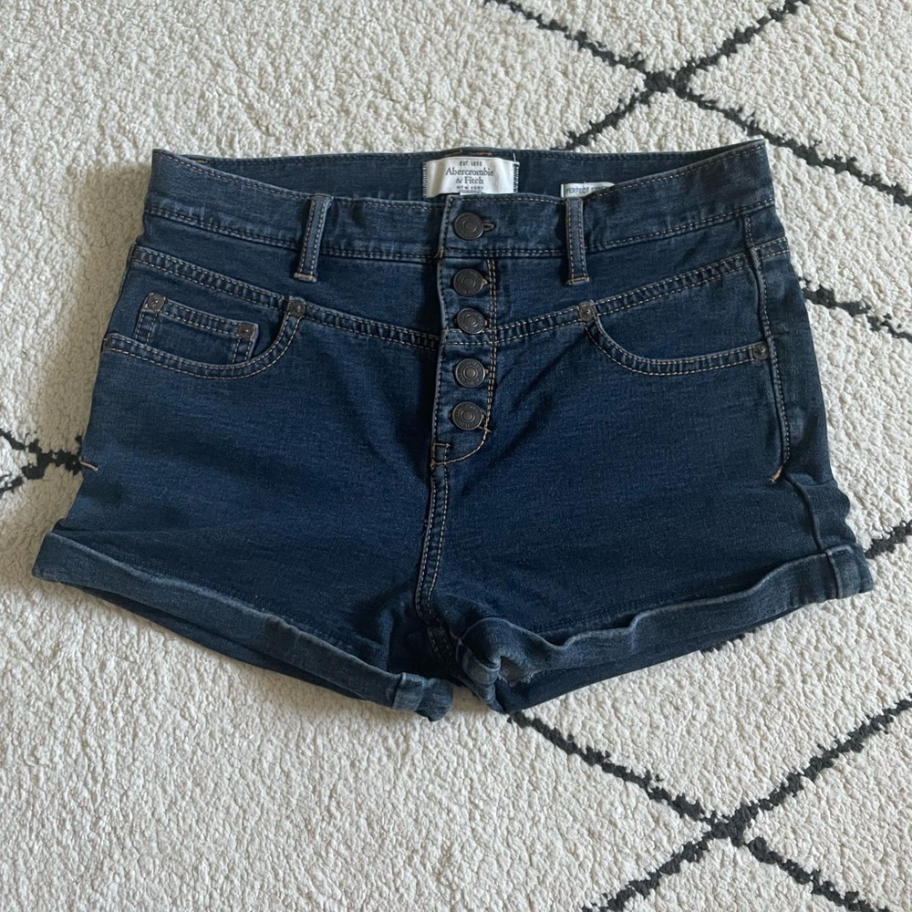 Abercrombie & Fitch Perfect Stretch Women's Button Fly Denim Jean Shorts Size 4